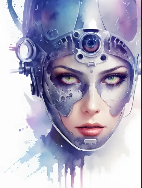 painting of a woman with a helmet and a futuristic look, cyborg - girl, portrait beautiful sci - fi girl, portrait of a sci - fi woman, cyborg girl, portrait of a cyborg queen, portrait of a female android, detailed portrait of a cyborg, beutiful girl cybo...