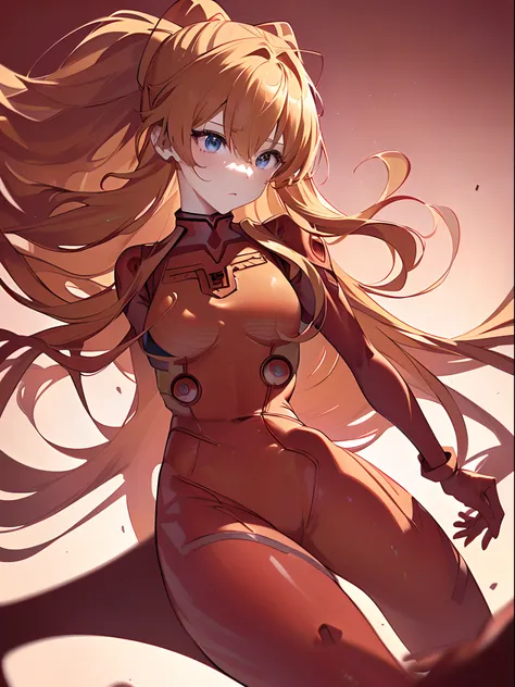 ((souryuu asuka langley,bodysuit,red plugsuit1.2,Blonde,high ponytail)),(Glowing eyes:1.233), diffuse reflection, high-profile, majestic,(Tsundere,very blushing face,)(Beautiful and detailed eyes:1.1),1girll,Solo,(Masterpiece,Best quality, offcial art,Targ...