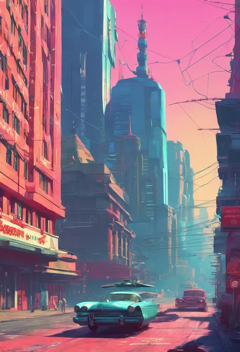 retrofuturism, streets of ((((soviet union)))), utopian future, androids,  flying droids, overgrown buildings, winter, (starry night), neon lights,  4k, wallpaper,Science Fiction,Lighting,Environmental Concept Art &amp; Design,Digital 3D,Character Modeling...