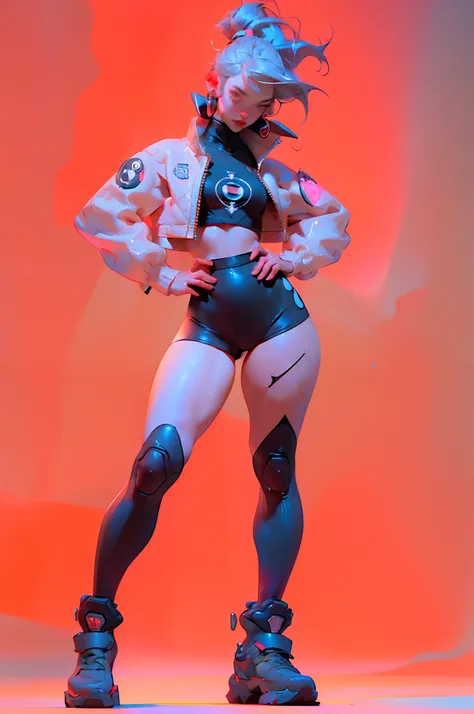 ((melhor qualidade)), ((master part)), ((realista)) e pGostosaografia ultra-detalhada, Juri Han,Menina bonita Juri Han de Street Fighter, bunda grande, Garota bonita, Neon light. veste um (Top Tecnologia-Desgaste) e um (corda preta, white pattern :1.2) , (...