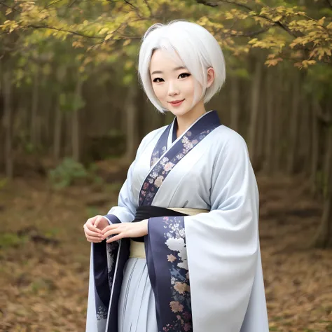 White hair and long kimono