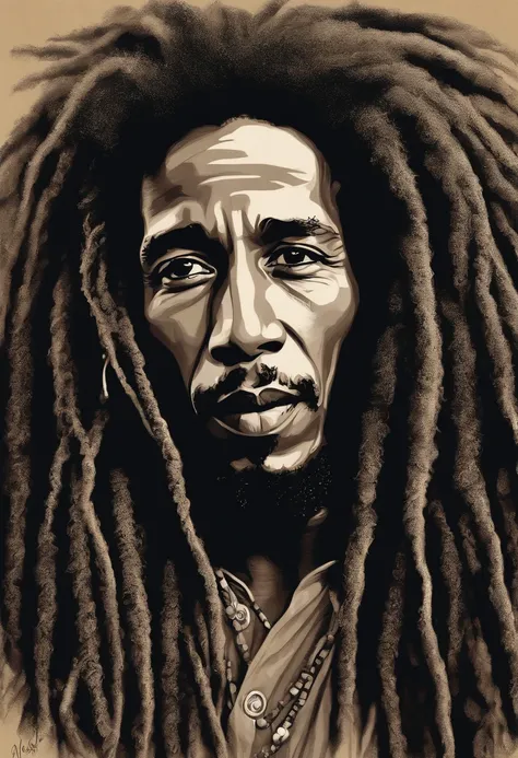 Bob Marley drawn in pen,somente rabiscos estilo vince low,linhas grossas e pretas