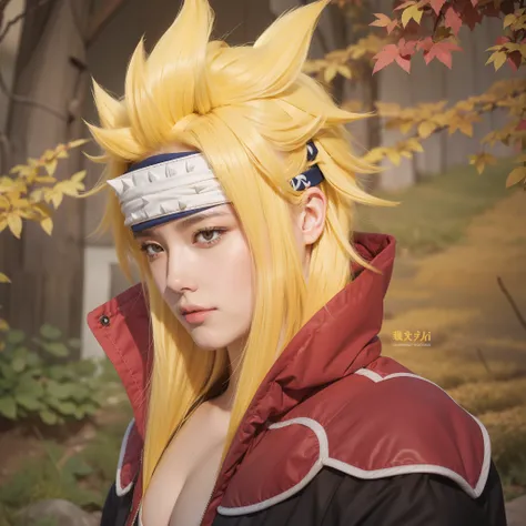 Real life adaption of this character ,adult Japanese man ,(realistic yellow spiky hairstyle,realistic same outfit),hyper realistic,realism,realistic light,realistic shadow(photorealistic:1.2),wear headband plate