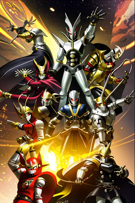 sentai hero, metal hero , angemon, angel, knight, standing solo