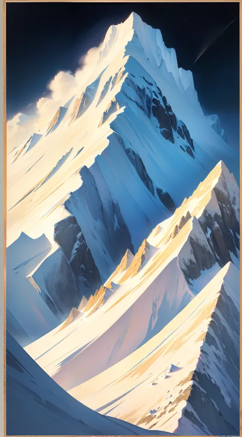 Samivel affiche, affiche vintage, Montagne de neige, vieille affiche, Old-fashioned poster. Inspired by Samivel (8k, highly quality, Hdr, esquisse) esquisse pastel, dessin esquisse, dessin pastel, couleur douce, couleur pastel.