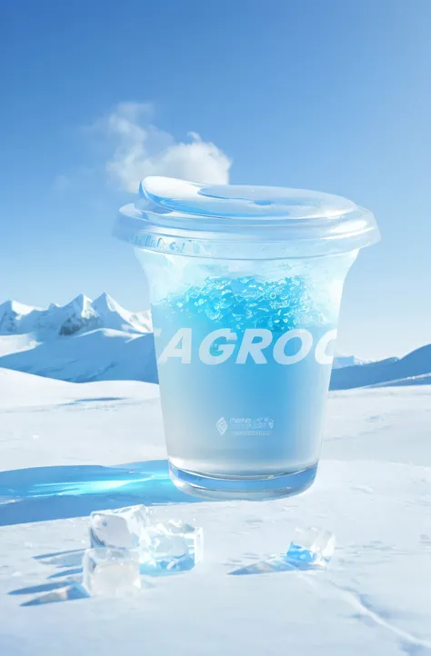 snow mountains，chilly，atarctive，ice mountain，ice cubes，smog，Freeze cup，The world of ice，Ice cup，crystal-clear，Official image of the product