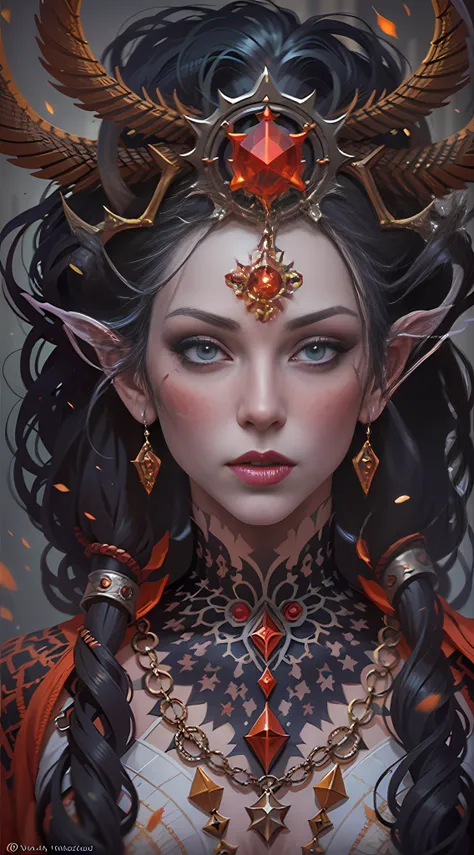 satanic priestess concept art portrait by casey weldon, olga kvasha, miho hirano, hyperdetailed intricately detailed gothic art ...