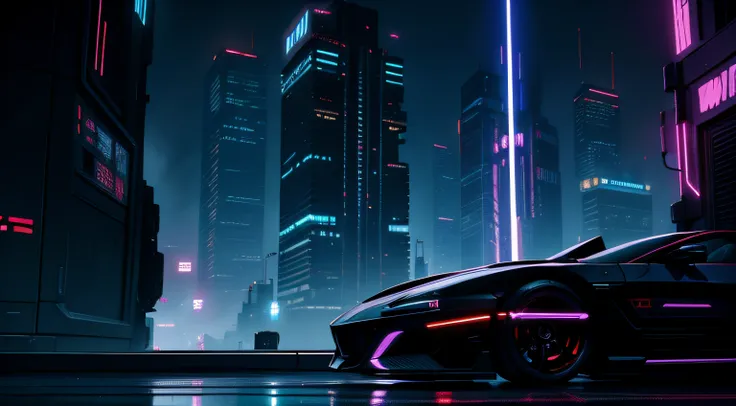 cyberpunk-style city with a nocturnal vibe with Star Wars-like aesthetic references.