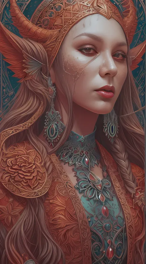 Satanic priestess Concept art portrait by Casey Weldon, Olga Kvasha, Miho Hirano, hyperdetailed intricately detailed gothic art trending on Artstation triadic colors, textured skin, cold skin pores, Unreal Engine 5 detailed matte painting, deep color, fant...