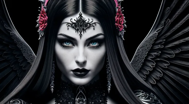 ornate, intricate details, beautiful dark angel, beautiful face, gothic style, hyper-realistic fantasy art, digital illustration...