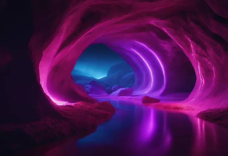 8k underground technology with purple lights in the background