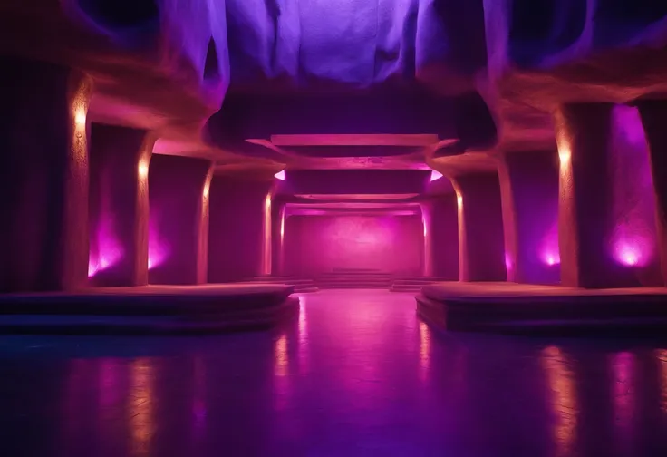 8k underground building with purple lights in the background