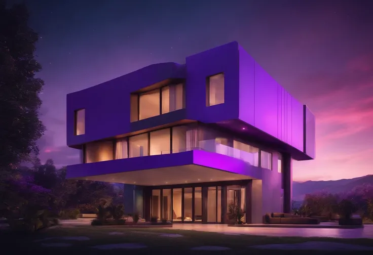 8k building with purple lights in the background