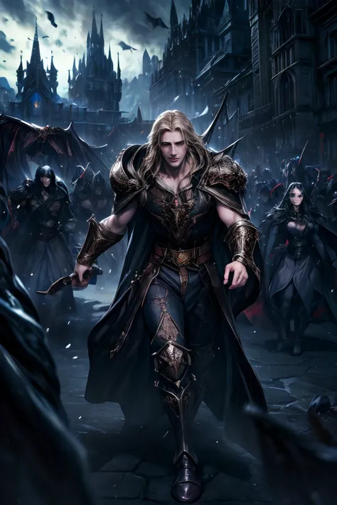 Castlevania Lord of the shadows hyper realistic super detailed Dynamic shot master piece scene cinématique scènes movie Epic Legendary perspective Lord Dracula leading troops army of demons to battle War hyper realistic super detailed faces