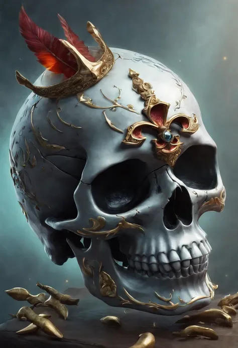 a close up of a skull with a dagger on its head, fantasy skull, scary full color detailed art, 4k scary full color art, holy skull, psychedelic background conjuration, detailed digital art, blood, holy skulls, psychedelic illustration, skull sugar, skull f...