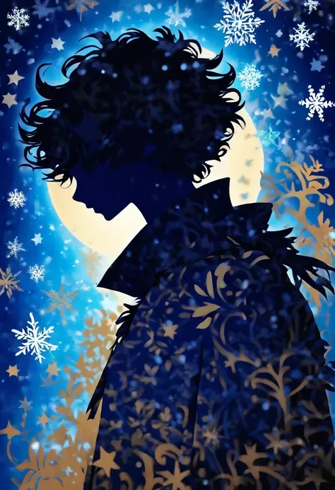 (Silhouette Art,cutouts:1.6) (((Paper cutting art,A world where only black exists:1.3) ((Background only))、white, BREAK (Light blue snowflakes) Textured glass background,Arcana World