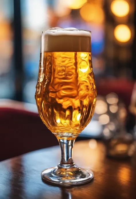 (Beer in a glass in the form of ), A puddle of beer on the table, restaurant, portraite of a, (sharp-focus: 1.2), photo (American Apartment),  in a Parisian coffee shop, (Beautiful reflections: 1.1), Detailed pleats, Delicious testicles, (hard: 1.2), (Mode...