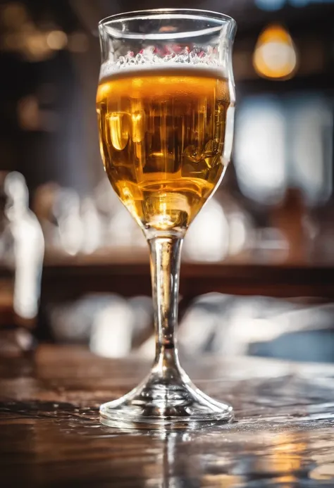 (Beer in a glass in the form of ), A puddle of beer on the table, restaurant, portraite of a, (sharp-focus: 1.2), photo (American Apartment),  in a Parisian coffee shop, (Beautiful reflections: 1.1), Detailed pleats, Delicious testicles, (hard: 1.2), (Mode...