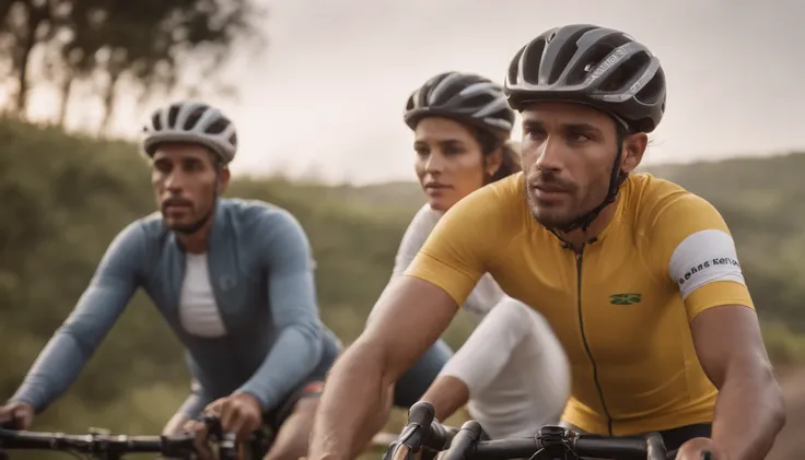 Couple of Brazilian cyclists side view