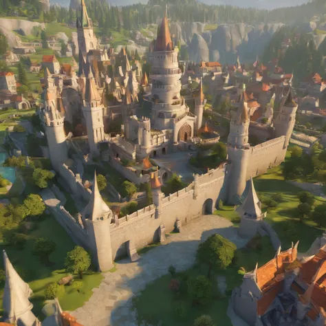 League of Legends Demacia city, masterpiece, best quality, hd, hyper detailed, epic scenario, a white glorious medieval city, medieval, fantasy rpg, castle, perfect light, large city, minas tirith, giant dragon behind, high bright, ultra hd