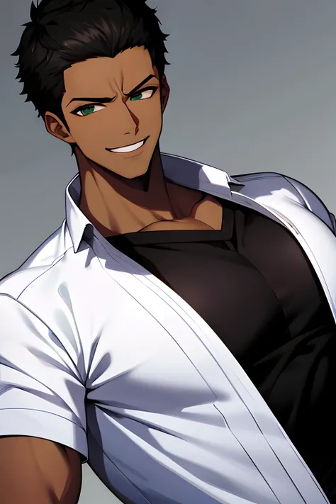 black young man short hair, man, smile, negro, white shirt, black hair, estiloso, young, black man, zoro hairstyle, black hair