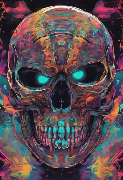 a closeup of a skull with a raging eye, Impacting skull, dentes quebrados, fantasy skull, arte detalhada colorida assustadora, arte colorida assustadora 8k, bleeding skull, Psychedelic background conjuration, arte digital detalhada, textura, sacred skulls ...