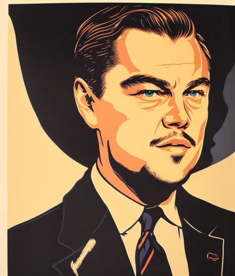 Leonardo DiCaprio portrait 1950 poster style