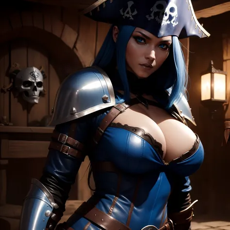 Blue skinned woman , sexy,leather armor, leather armor, pirate, Pirate, sexy, sex, cum