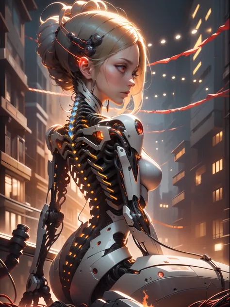 (((masterpiece))), (((best quality))), ((ultra-detailed)), (highly detailed CG illustration), ((an extremely delicate and beautiful)),(from side),cinematic light,((1mechanical girl)),solo,half body,(machine made joints:1.2),((machanical limbs)),(blood vess...