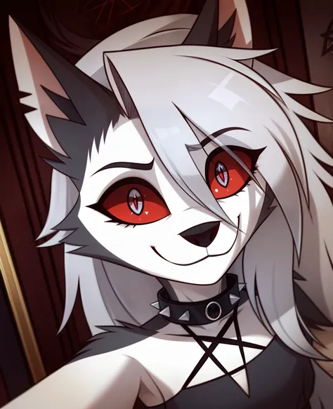 masterpiece, best quality, face portrait of a female anthro loona hellhound, loonacroptop, detailed face, (detailed eyes, slit p...