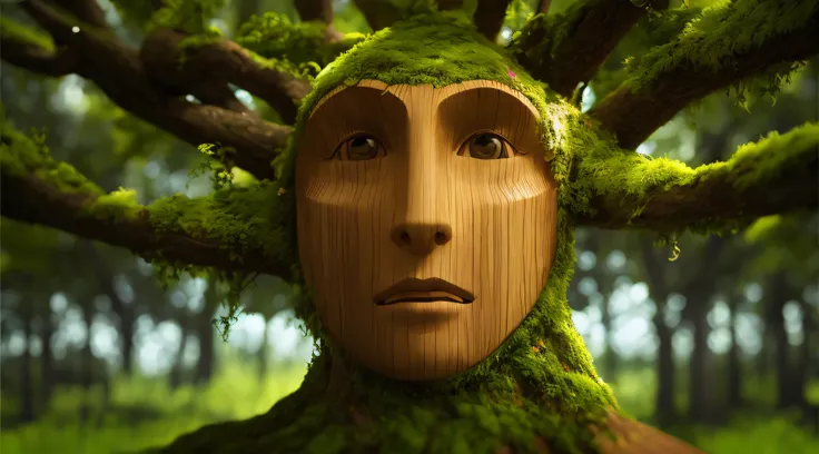 a close up of a tree with a face made out of moss, mas, bela arte digital, arte digital muito bonita, belas fotos avatar, bela arte conceitual 3D, fantasy tree, missa, Treant, bela arte digital, 3 d epic illustrations, arte digital detalhada bonito, Arte d...