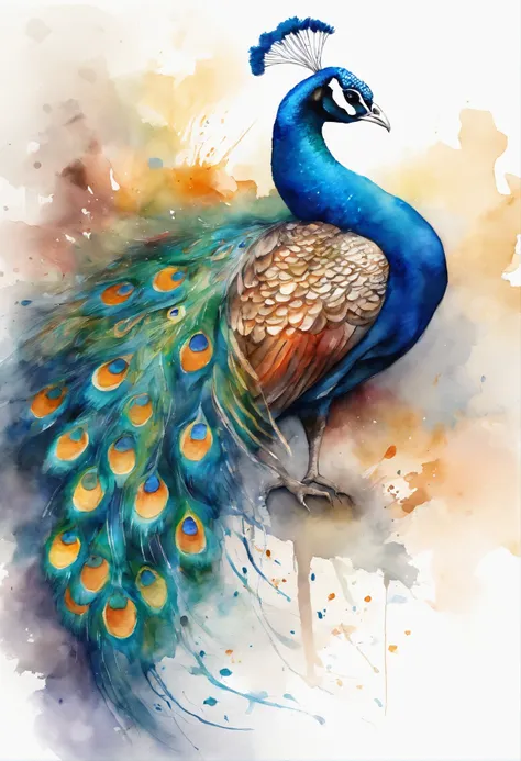 peacock、art by、Artistically、3d watercolor abstract,Dark background,High resolution,High quality,Colorful、Hareful、Abstract、colourfull