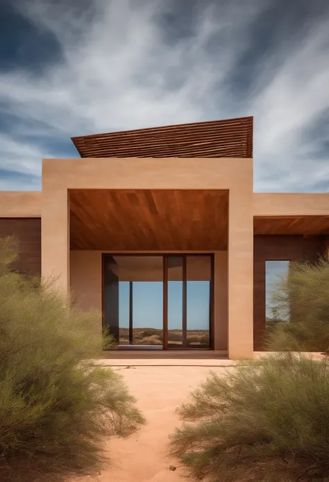 Paisagem, rammed earth house in a desert area with a sky background, caatinga, paisagem do deserto, Serene scenery of the sertão of Ceará