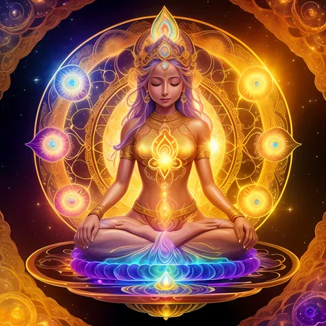 astral vibrational wave Goddess of Mind Light. Dressed in liquid gold. Fantasy shiny gemstone. Glimpses. Burner with liquid texture. liquid paint. (Quantum Amulet Mandala Regeneration Health Life Good) Amazing colors and the smallest elaboration of every d...