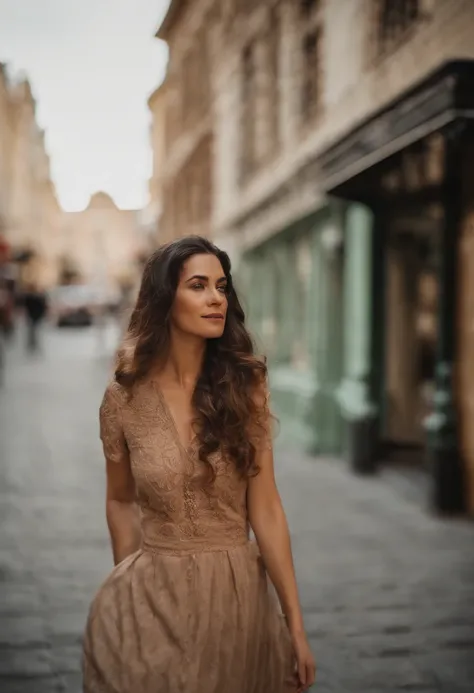 Woman 1.5], centered, pregnant woman standing in the city, wearing summer clothes, facing the camera, day light, luminous, intricate detail, cinematic, award winning photo, cinematic quality, hot colors, perfect shadows, 8K