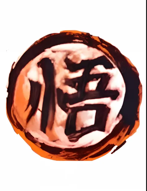 Theres a cake with chocolate frosting and Chinese characters on it, inspired by Gatōken Shunshi, inspired by Shūbun Tenshō, ancient symbol behind it, kanji, O Selo da Fortuna, inspired by Kanō Hōgai, inspirado por Cheng Zhengkui, title kanji, inspired by T...