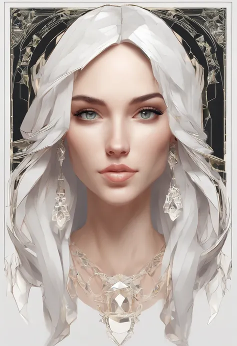 portrait of a hourglass shaped elf with (long white hair behind ear, straight bangs), (necklace, earrings), (glowing eyes, green eyes), (seductive smile:1.3), eye contact, (black embroidered lingerie), cleavage, close to a window, sitting on a chair crosse...