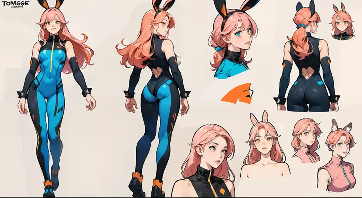 ((masterpiece)),(((best quality))),(character design sheet,same character,front,side,back), Reference sheet ((Best Quality)), ((Masterpiece)), ((Realistic)) tsuka kendou, 1woman, cute face, determined look, smile, long_legs, full_body, adult mature female ...