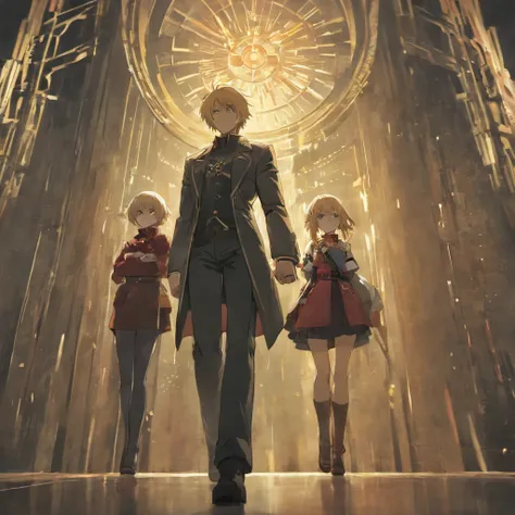 a couple of anime characters standing next to each other, resonance of fate tower art, satchely and akihiko yoshida, from final fantasy xiii, from final fantasy, final fantasy artwork concept, promotional art, akehiko inoue and ross tran, artbook artwork, ...