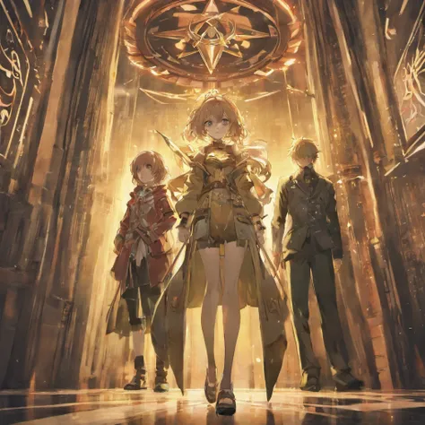 a couple of anime characters standing next to each other, resonance of fate tower art, satchely and akihiko yoshida, from final fantasy xiii, from final fantasy, final fantasy artwork concept, promotional art, akehiko inoue and ross tran, artbook artwork, ...