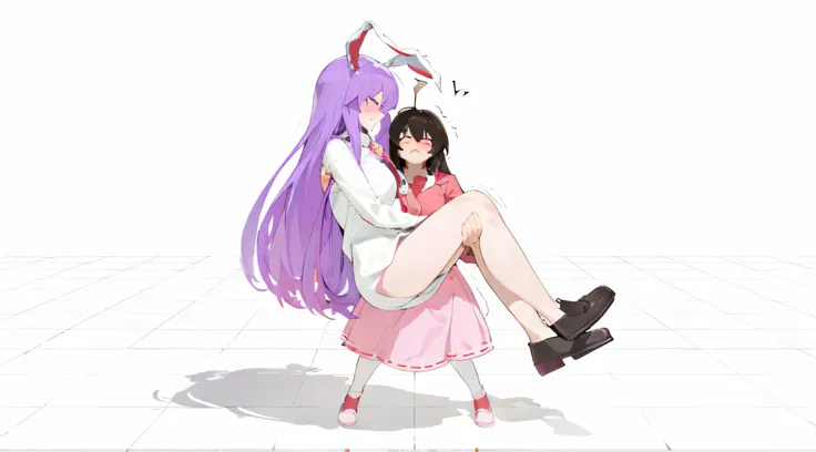 princess carry, struggling, crying, heavy, size difference, masterpiece, reisen udogein inaba, tewi inaba,