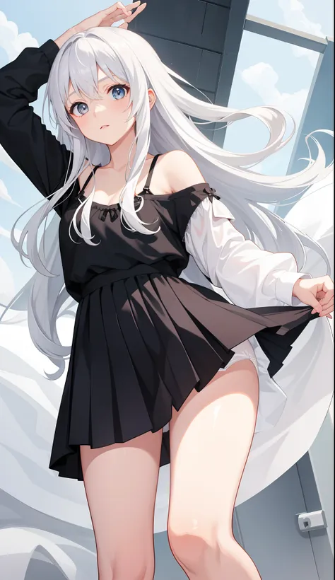 1girl in、AS-Adult、Underwear、Cute underwear、white  hair、