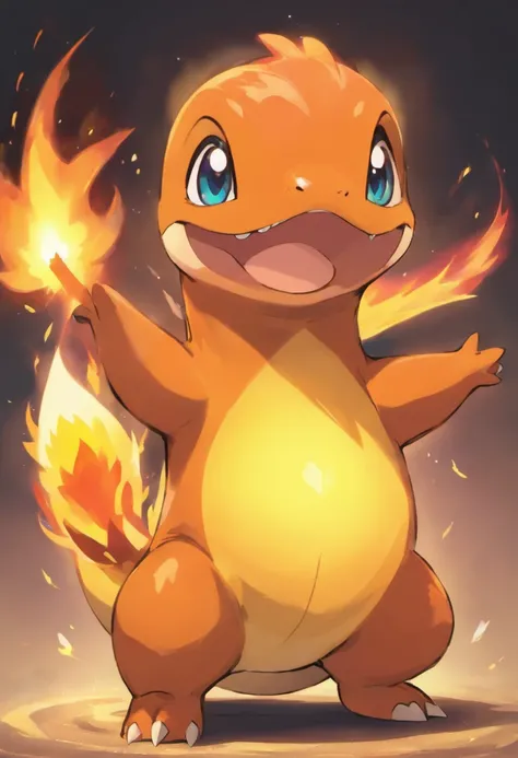 best quality,4k,8k,highres,masterpiece:1.2,ultra-detailed,realistic:1.37,charmander,pokemon,fire type,flame on tail,big eyes,cute,charred scales,dynamic pose,glowing ember,colorful,animated,charming,characteristic flames,smoky background,sharp focus,vivid ...