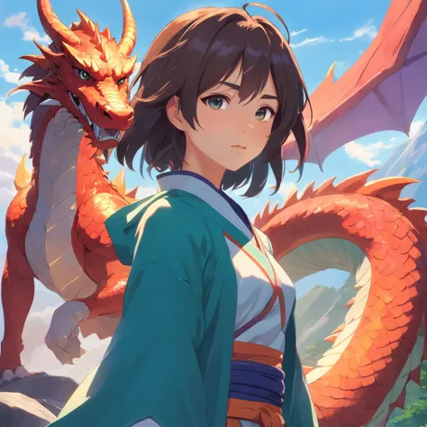 a close up of a woman standing on a rock with a dragon, alice x. zhang, the dragon girl portrait, chinese fantasy, artgerm and ruan jia, dragon girl, queen of dragons, chinese dragon concept art, by Yang J, ruan jia and artgerm, a beautiful artwork illustr...