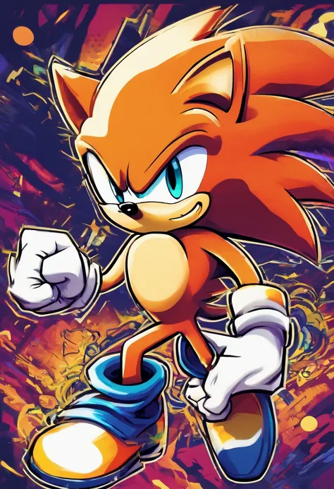 (a blue edition)sonic the hedgehog,fast running,heroic pose,determined expression,golden rings,emerald collection,jumping over obstacles,blur motion effect,speed lines,high intensity,comic book style,vibrant colors,stylized environment,nostalgic references...