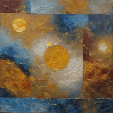 Coarse brushstrokes and wet paint，Fibonacci，the golden ratio，Melted wax，Visible brush strokes，3D mosaic wireframe，neurons，colours，oil on the canvas，Thick brushstrokes，insanely details，8K  UHD，ultra-realistic realism，Van Gogh Starry Sky