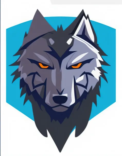 A logo with wolf mascot and color of the brazao is blue the wolf has orange eye