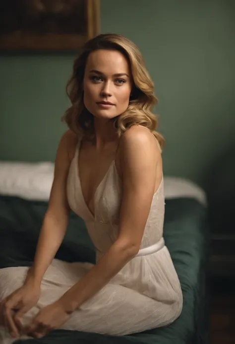 Brie Larson, sem roupa, deitada na cama, pernas abertas, bunda a mostra, foco nítido, Good lighting, bons destaques, altamente detalhado, fotografia, Realistic photo, Luz Natural, 4k, highes definition