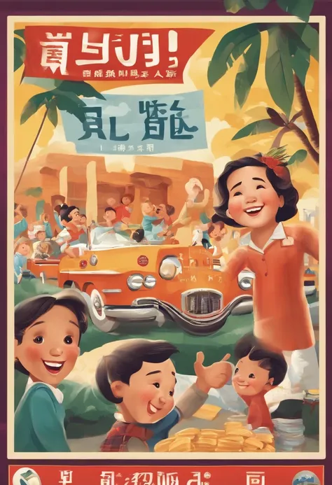 Lets go to the election poster、humor、Childrens watches、amusing、The slogan is lets go to the elections、Kids have fun watching