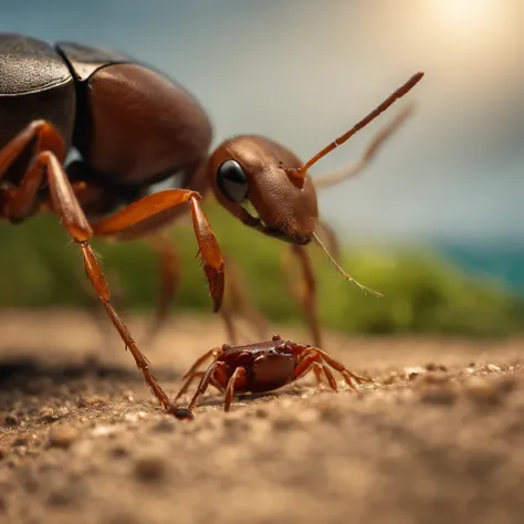 an ant vs. a crab